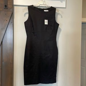 Calvin Klein, sleeveless black MIDI dress, light sheen, size 8